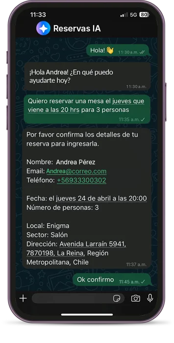 Reservas con IA de Justo